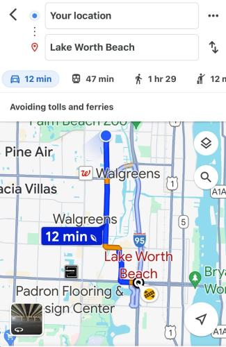 a screenshot of a cell phone with a map at Palm Beach Paradise in West Palm Beach