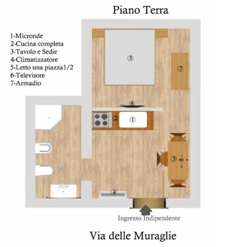 a diagram of a floor plan of a room at Le antiche mura 2 in Sassari