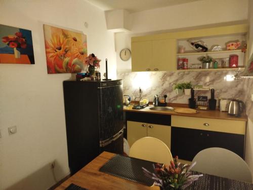 Kuchyň nebo kuchyňský kout v ubytování Gold Apartments