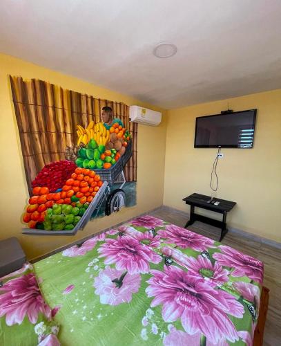 Televízia a/alebo spoločenská miestnosť v ubytovaní Hostal Bambumar