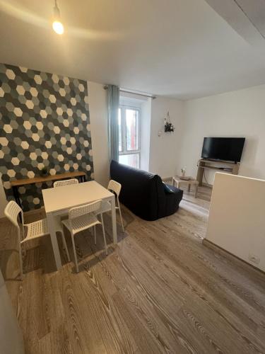 un salon avec un canapé et une table dans l'établissement Appartement Entier 38m2 T2 Hyper Centre de DAX, à Dax