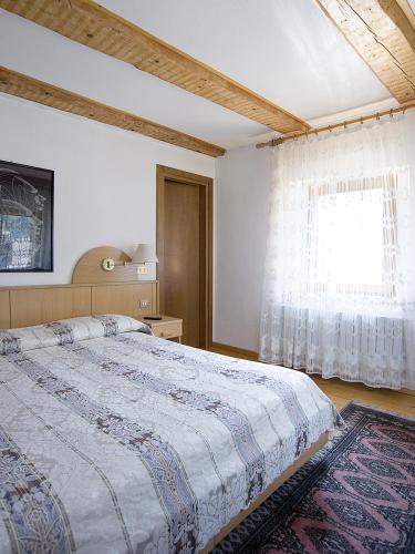 a bedroom with a large bed and a window at Hotel Erika in Auronzo di Cadore