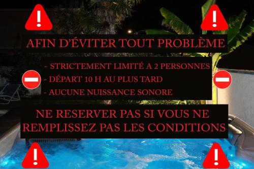 a sign that reads air divervent procedure at an amusement park at Unique! jacuzzi privé 35°C + cinéma Villa entière in Meyzieu