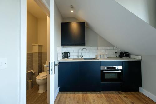 a kitchen with a sink and a toilet in a room at The Willow - Studio 23 in Bristol