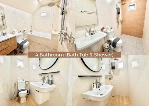 a bathroom with two sinks and two toilets at Fiesta Villa Samui in Koh Samui 