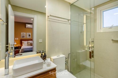 Koupelna v ubytování Apartamento c/ 2 Suítes e Churrasqueira MDE0406
