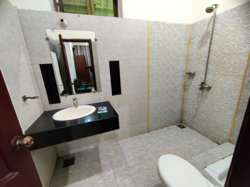 a bathroom with a sink and a mirror at Hotel PAK Continentall Multan in Multan