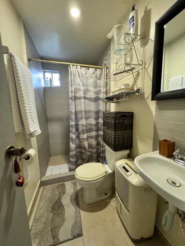 a bathroom with a toilet and a sink and a shower at Yes's house in Monterrey