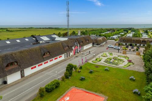 an aerial view of a building and a street at First Camp Klim Strand - Nordvestkysten in Fjerritslev