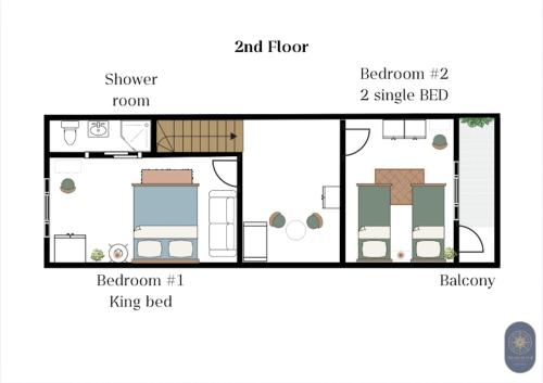 a floor plan of a house at 3 Bedroom NORDIC HOME Full Kitchen 8 MINS to MRT & JODD Fair & near RCA in Bangkok