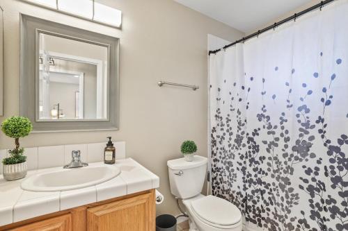 a bathroom with a sink and a toilet and a shower at Spacious Cozy and Furnished Bedroom Private Bathroom, Close to Everything in Reno