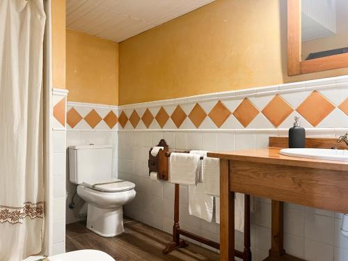 a bathroom with a toilet and a sink at Casa Rural La Fuente del Jerte in Navaconcejo
