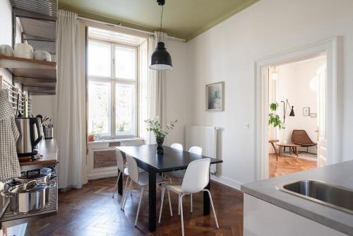Kuchyňa alebo kuchynka v ubytovaní Renovated historical apartment in the center of Brno