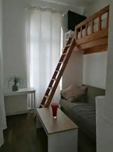 un salon avec un lit mezzanine et un canapé dans l'établissement Le Cosy Dijonnais - Disponible après le 1er Mai, à Dijon