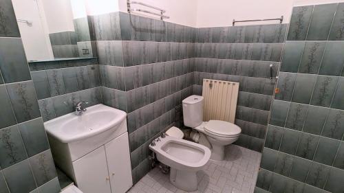 une salle de bain avec toilettes et lavabo dans l'établissement Auron centre 2P idéal famille, à Saint-Étienne-de-Tinée