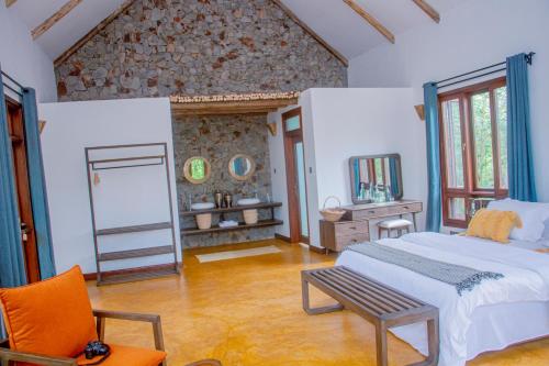 Ένα ή περισσότερα κρεβάτια σε δωμάτιο στο Moonbow lodge