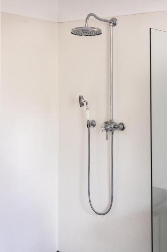 a shower in a bathroom with a glass door at Gut Neuwerk in Kall