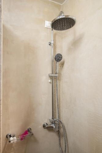 a shower with a shower head in a bathroom at Glaros Hotel Apartment in Agia Galini