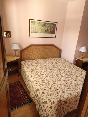 une chambre avec un lit et un tableau au mur dans l'établissement LE CLOS DE RENNEs, à Megève