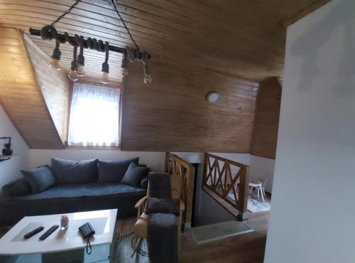 a living room with a couch and a table at Vila MINA LUX in Kaludjerske Bare