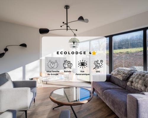 Posezení v ubytování Ecolodge 4étoiles Luxe, détente et balnéo dans la forêt