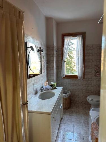 a bathroom with a sink and a toilet at Casa Angiolino, angolo di pace vicino all'Orrido di Gea in Villa dʼAiano