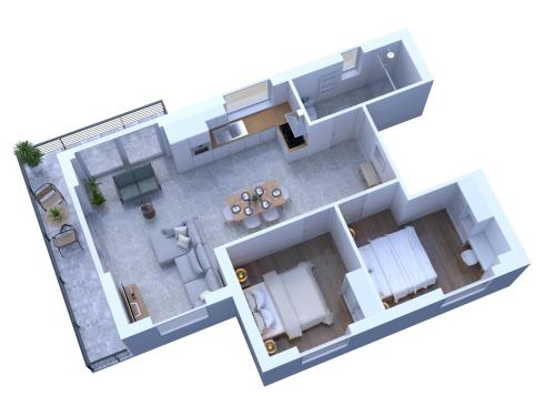 d'un plan de plancher d'aominium dans l'établissement Le Nordique II - Jolie vue - Clim - Netflix, à Aix-les-Bains