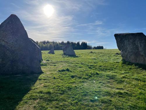 a group of large rocks in a field at Apartmán Lesněnka in Říčky
