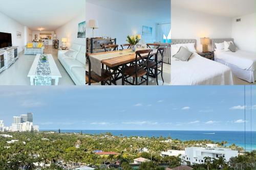 a hotel room with a view of the ocean at 1 SPRING PROMO - Sunny Isles Seaview Condo, Walk to Beach, Amazing Amenities in Sunny Isles Beach