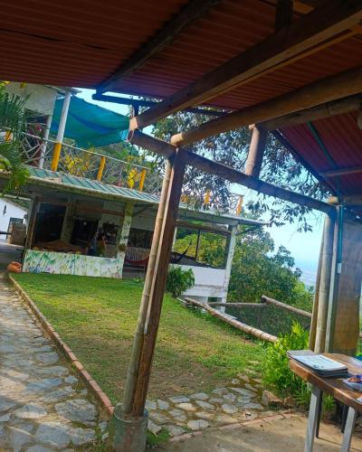 an outside view of a building with scaffolding at Dunarinka in Minca