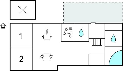 a block diagram of a bathroom with a person in it at Nice Home In Nørre Nebel With Sauna in Nørre Nebel