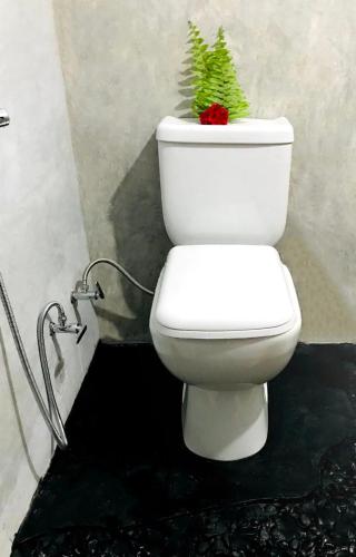 a toilet with a christmas tree on top of it at Rainforest Mask villa in Deniyaya