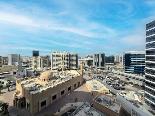 Uma vista geral de Dubai ou a vista da cidade a partir do hotel