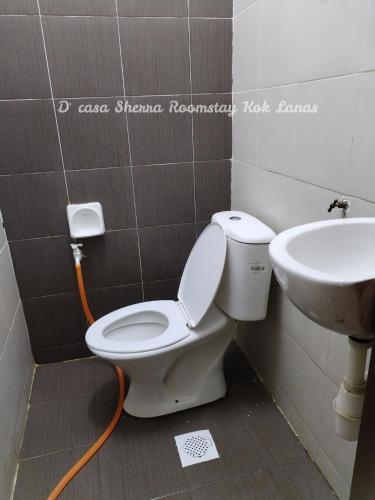 KeterehD'casa Sherra Homestay Kok Lanas的带马桶和水槽的浴室