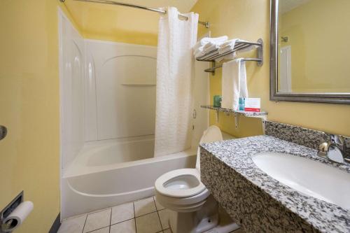 a bathroom with a white toilet and a sink at Econo Lodge Spotsylvania Town Center in Fredericksburg