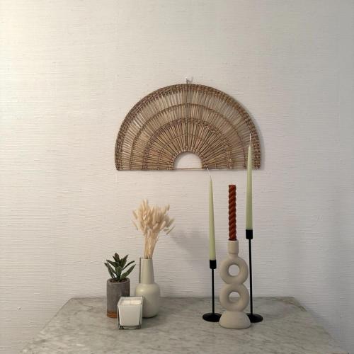 a table with two candles and other items on it at Casa Lacambra - Leucate Plage - 8 People in Leucate