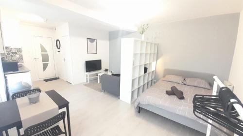 Katil atau katil-katil dalam bilik di Studio cosy Le Barangeon à Vierzon - Wifi