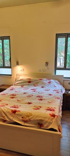 Ein Bett oder Betten in einem Zimmer der Unterkunft וילה בגלבוע