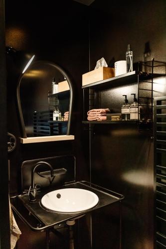 a bathroom with a sink and a mirror at Logieslogees in Tielrode