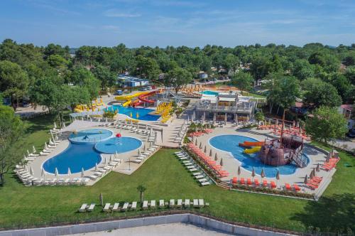 an aerial view of a water park at Happy Camp Mobile Homes in Valamar Camping Lanterna in Poreč