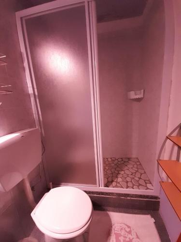 une salle de bains avec toilettes et douche dans l'établissement Casa Bartula, à Bolzano Novarese