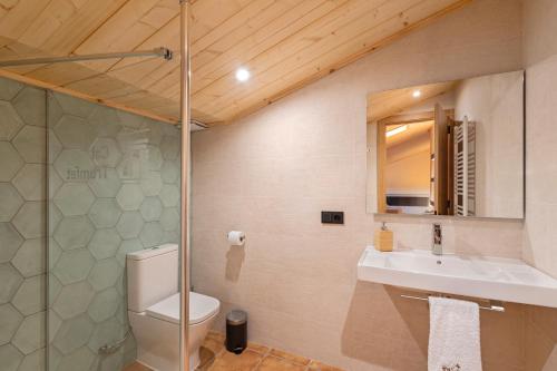 a bathroom with a toilet and a sink at Cal Trumfet in Caserras