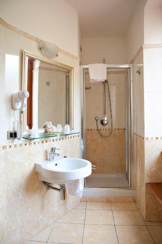 a bathroom with a sink and a shower at Hotel Arco Di Travertino in Rome
