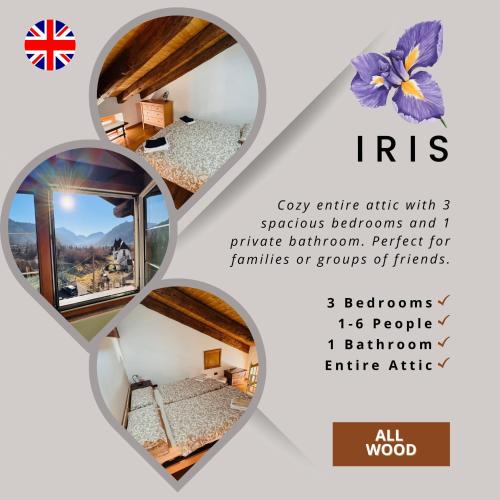 a collage of four pictures of a room with a heart at Casa Zarabara in Arta Terme