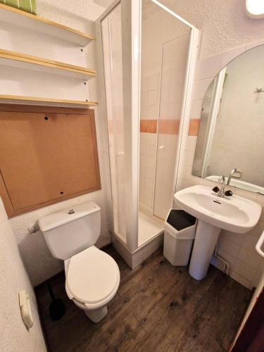 une petite salle de bain avec toilettes et lavabo dans l'établissement Chalet Club - Studio 17 m² MAE-2994, à Modane