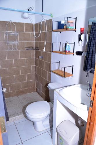 a bathroom with a toilet and a sink at Casa Sunshine in Matagalpa