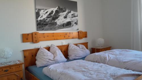 a bedroom with two beds and a picture on the wall at Ski Appartment Sonnalpe Nassfeld in Sonnenalpe Nassfeld