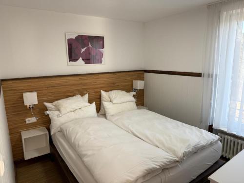 two beds sitting next to each other in a bedroom at Hotel Schöne Aussicht in Bad Friedrichshall