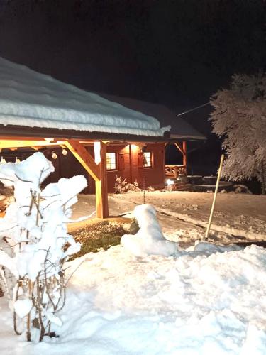 a snow covered cabin with a bunch of snow at Relax house Aurora in Jasenovica