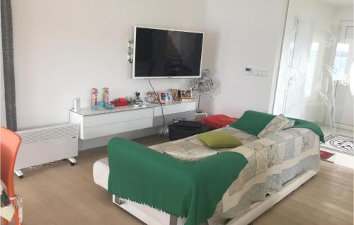 un soggiorno con divano e TV a schermo piatto di Beautiful Home In Veli Rat With Wifi a Veli Rat